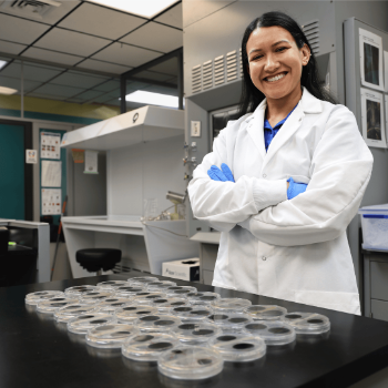 A person standing in lab