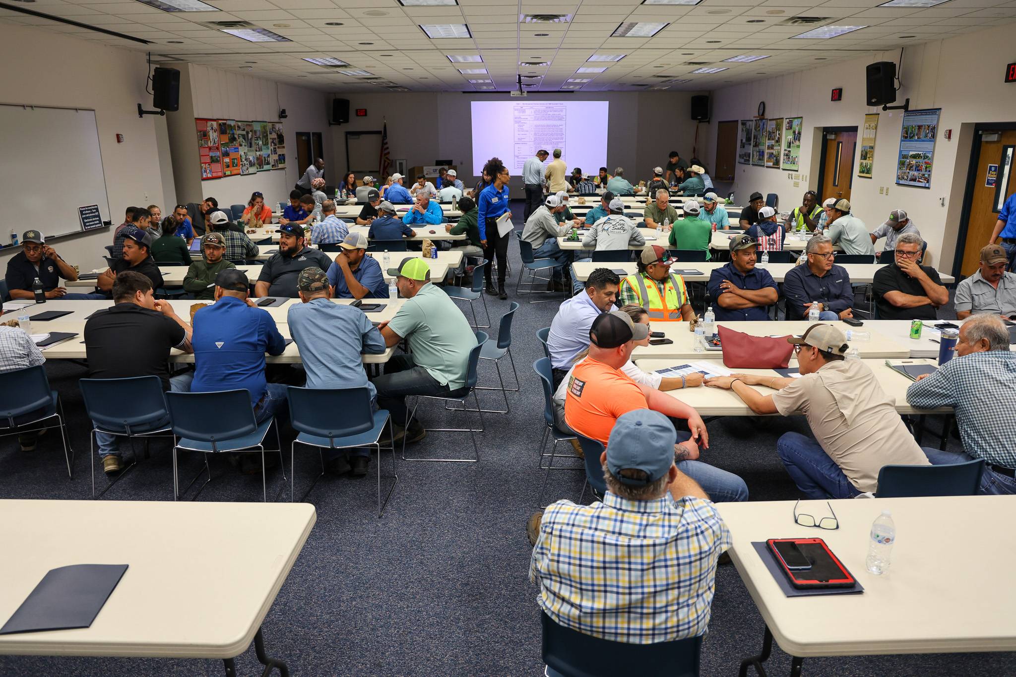 group working a room