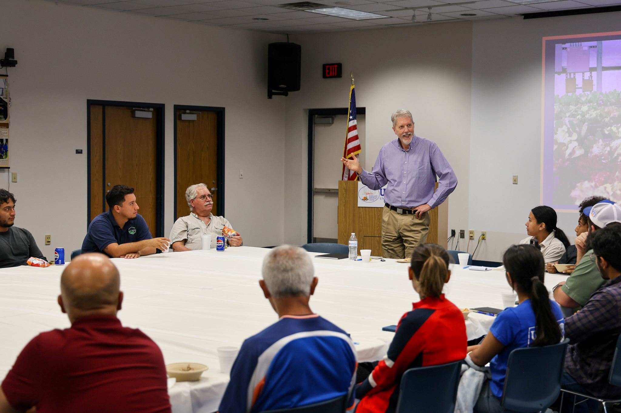 a person speaking in a room