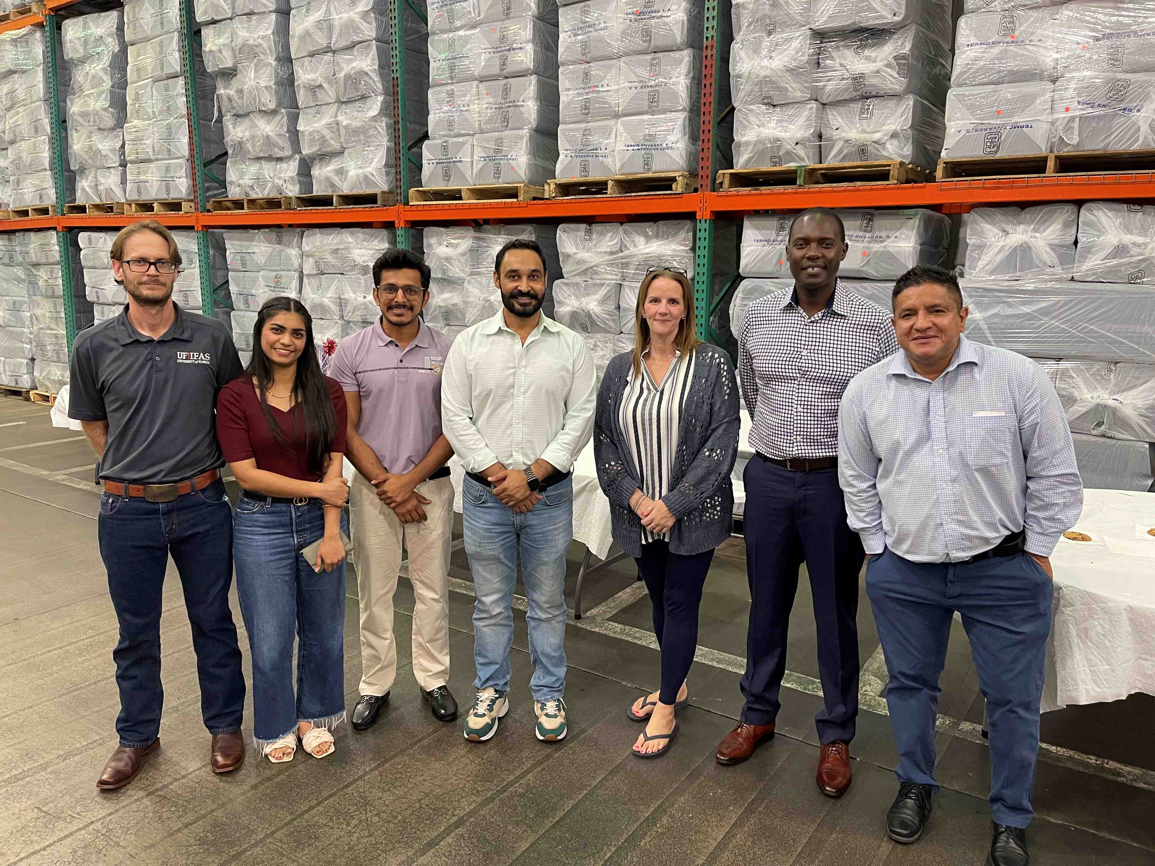 group picture in warehouse